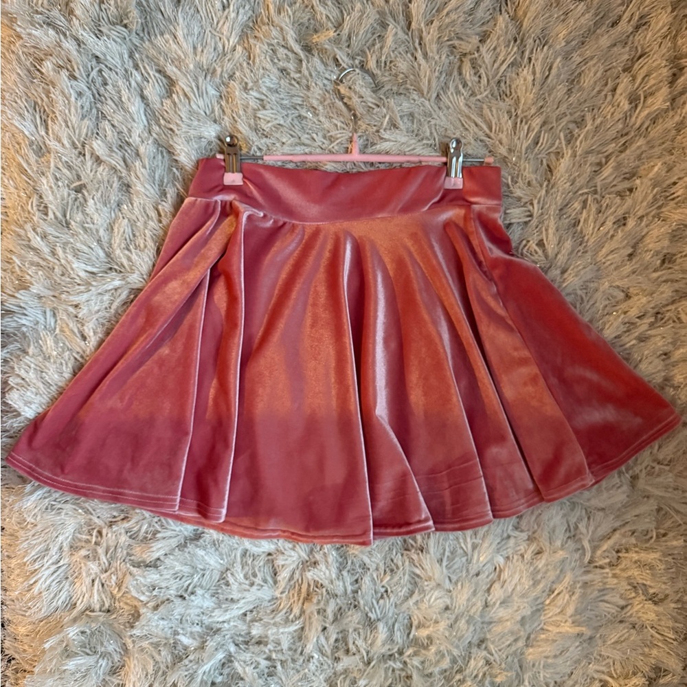 Pink Velvet Skater Skirt